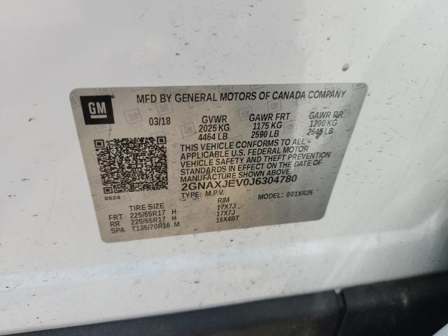 2018 CHEVROLET EQUINOX LT 2GNAXJEV0J6304780
