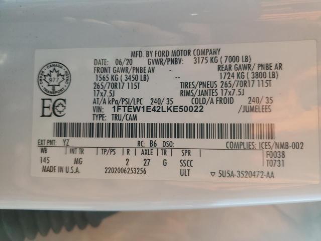 2020 FORD F150 SUPER - 1FTEW1E42LKE50022