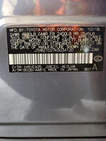 2019 LEXUS IS 350 JTHBZ1D27K5034120