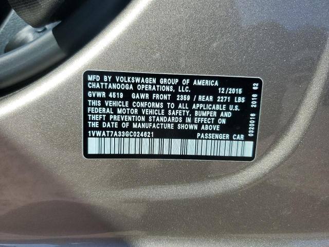 2016 VOLKSWAGEN PASSAT S - 1VWAT7A33GC024621
