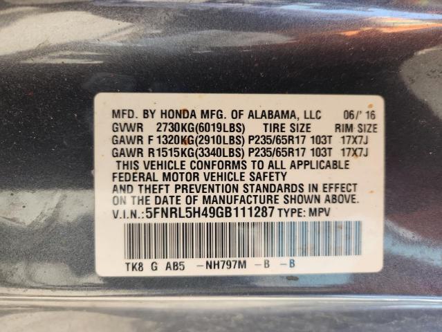 2016 HONDA ODYSSEY EX 5FNRL5H49GB111287