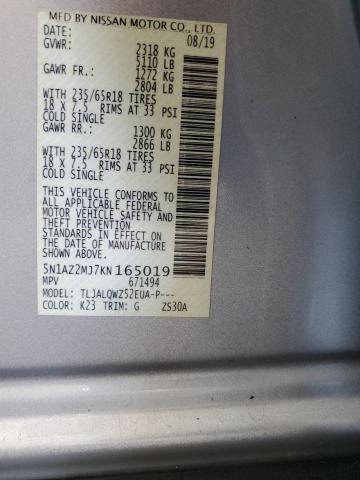 2019 NISSAN MURANO SV 5N1AZ2MJ7KN165019