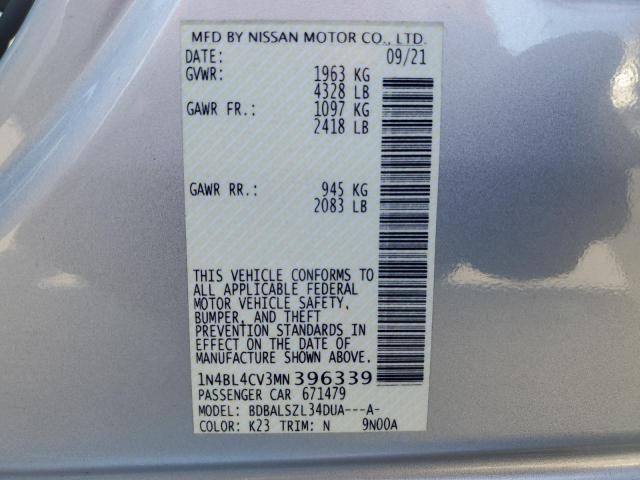2021 NISSAN ALTIMA SR 1N4BL4CV3MN396339