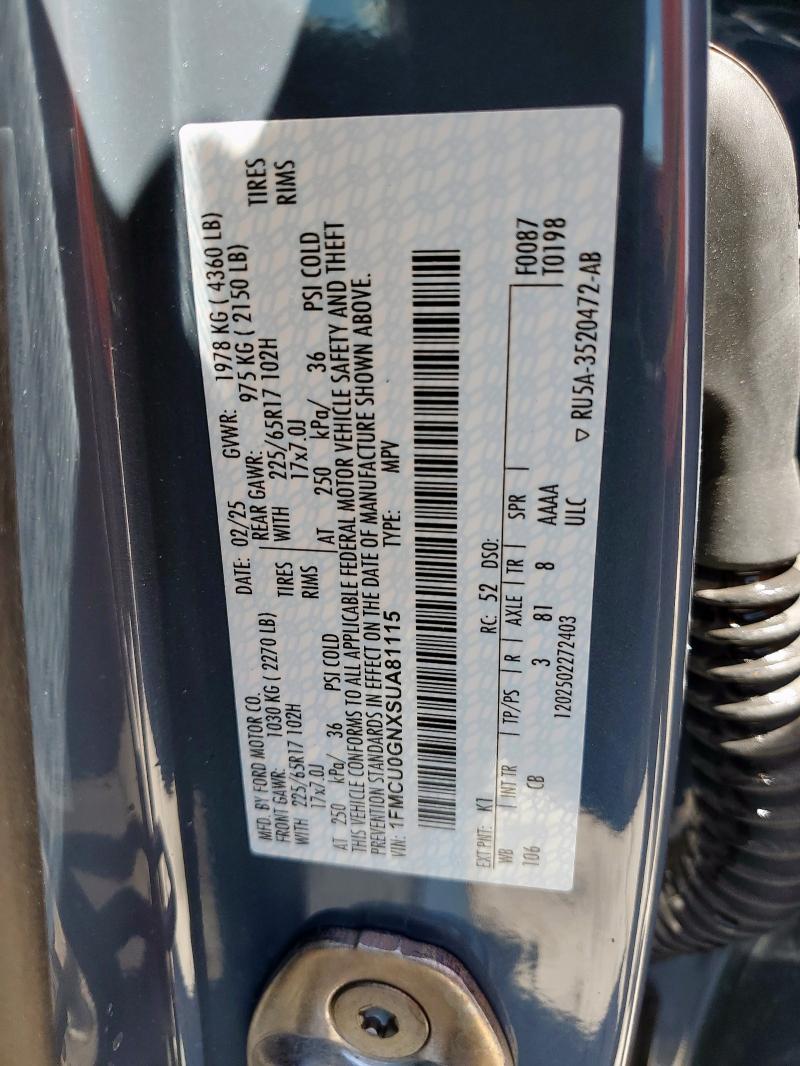 2025 FORD ESCAPE ACT 1FMCU0GNXSUA81115