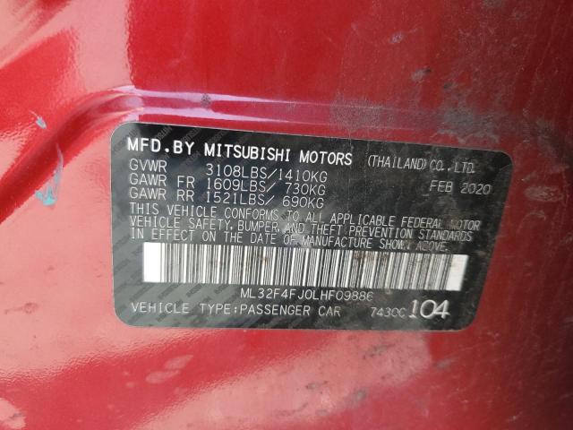 2020 MITSUBISHI MIRAGE G4 ML32F4FJ0LHF09886