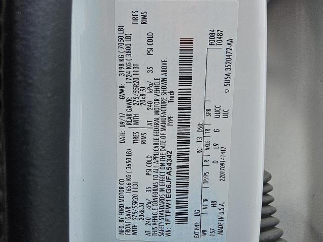 2018 FORD F150 SUPER - 1FTFW1EG6JFA54342