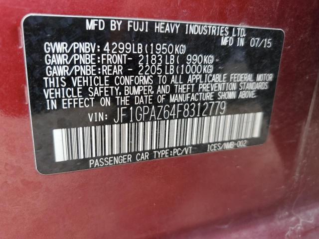 2015 SUBARU IMPREZA SP JF1GPAZ64F8312779