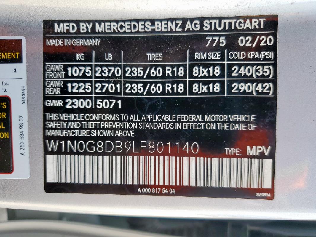 2020 MERCEDES-BENZ GLC 300 - W1N0G8DB9LF801140
