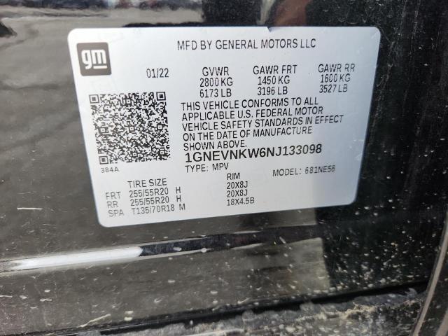 2022 CHEVROLET TRAVERSE H 1GNEVNKW6NJ133098