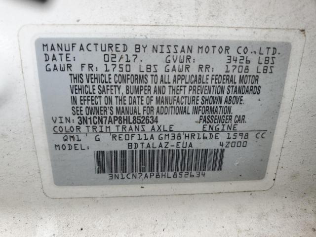 2017 NISSAN VERSA S - 3N1CN7AP8HL852634