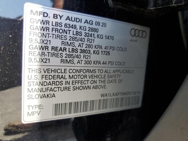 2021 AUDI Q7 PREMIUM WA1LXAF70MD013214