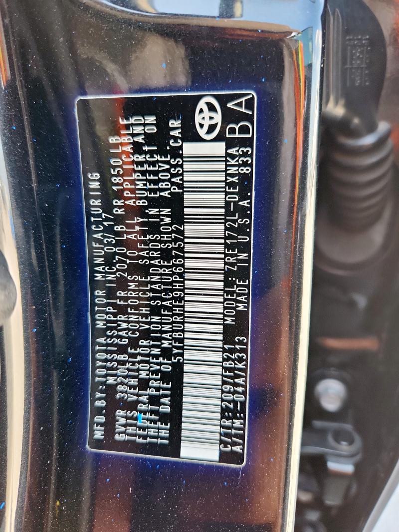 2017 TOYOTA COROLLA L - 5YFBURHE9HP667572