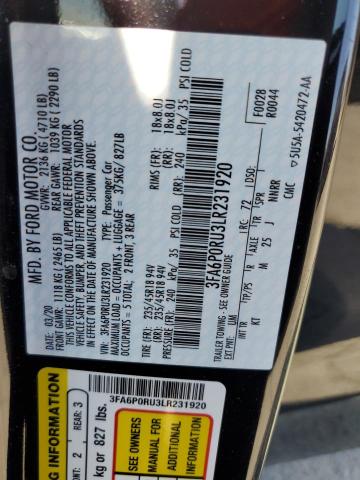2020 FORD FUSION TIT 3FA6P0RU3LR231920