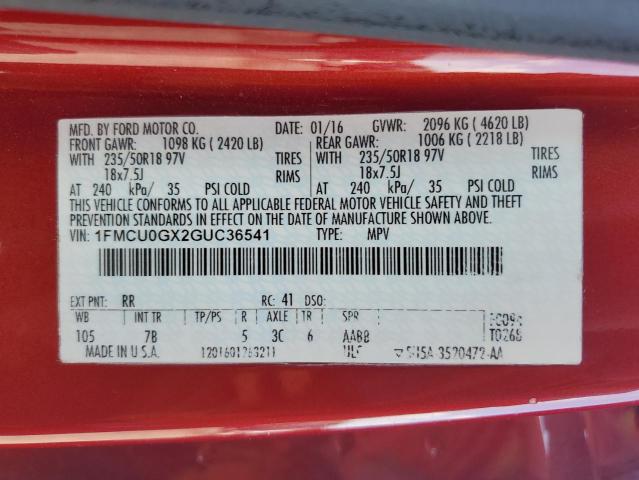 2016 FORD ESCAPE SE - 1FMCU0GX2GUC36541