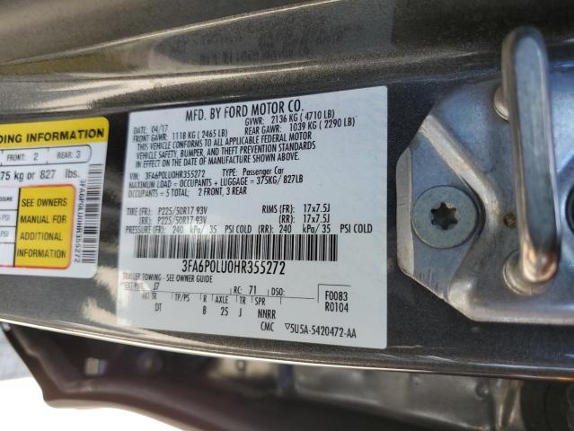 2017 FORD FUSION SE - 3FA6P0LU0HR355272