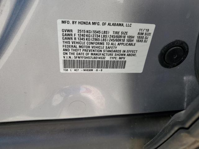 2020 HONDA PILOT EXL 5FNYF5H57LB014532