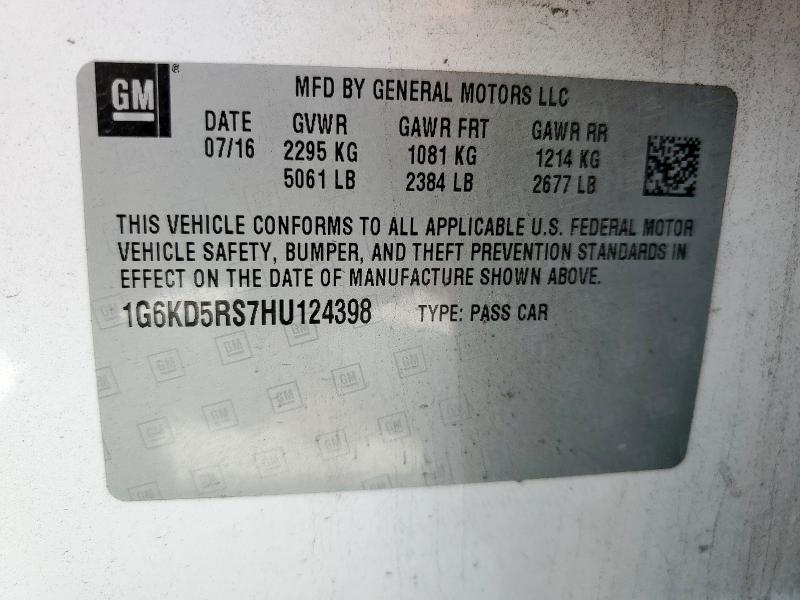 2017 CADILLAC CT6 LUXURY 1G6KD5RS7HU124398