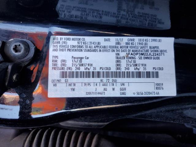 2018 FORD FOCUS SEL - 1FADP3M22JL224371
