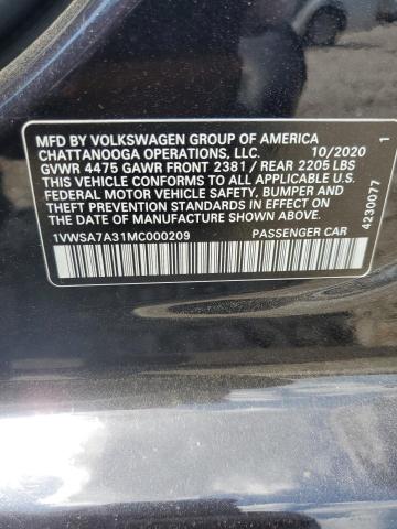 2021 VOLKSWAGEN PASSAT SE - 1VWSA7A31MC000209