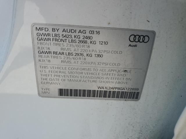 2016 AUDI Q5 PREMIUM WA1L2AFP8GA122699