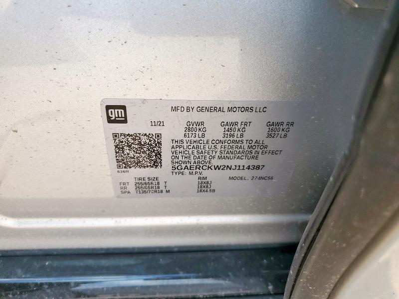 2022 BUICK ENCLAVE PR 5GAERCKW2NJ114387