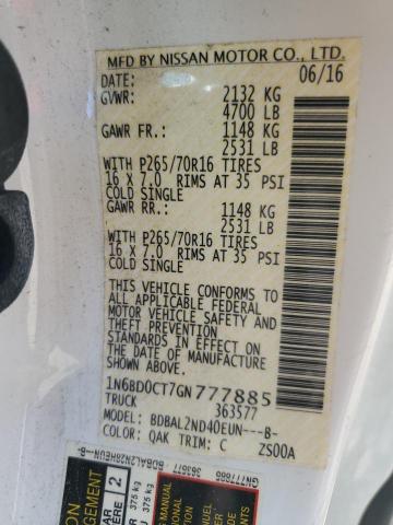 2016 NISSAN FRONTIER S 1N6BD0CT7GN777885