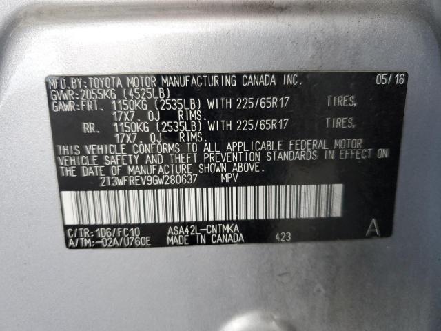 2016 TOYOTA RAV4 XLE - 2T3WFREV9GW280637