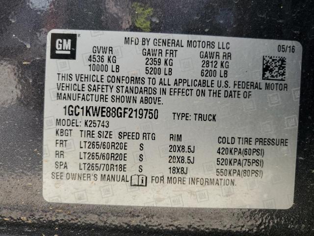 2016 CHEVROLET SILVERADO - 1GC1KWE88GF219750