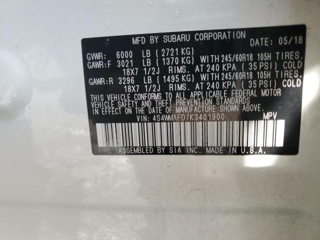 2019 SUBARU ASCENT PRE 4S4WMAFD7K3401900