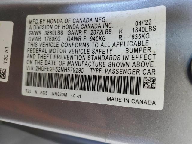 2022 HONDA CIVIC SPOR - 2HGFE2F52NH579295