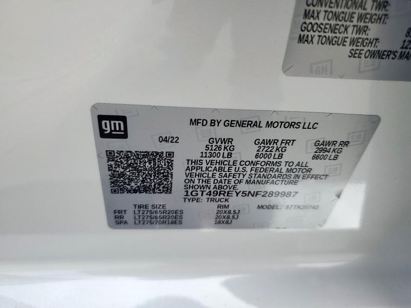 2022 GMC SIERRA K25 1GT49REY5NF289987