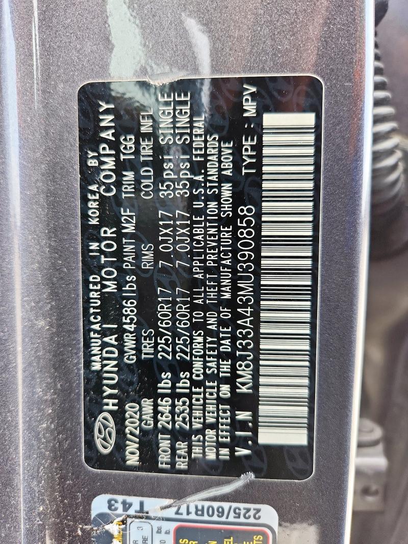 2021 HYUNDAI TUCSON LIM - KM8J33A43MU390858