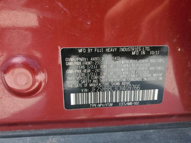 2012 SUBARU FORESTER 2 - JF2SHBBC3CH409766
