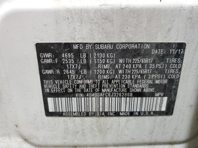 2018 SUBARU OUTBACK 2. 4S4BSAFC6J3262868