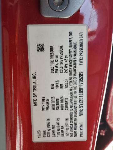 2023 TESLA MODEL 3 5YJ3E1EB9PF705289