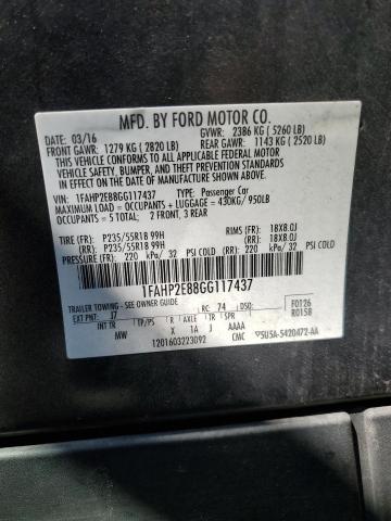 2016 FORD TAURUS SEL 1FAHP2E88GG117437