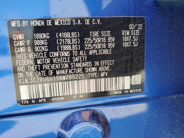 2022 HONDA HR-V SPORT 3CZRU6H15NM760225