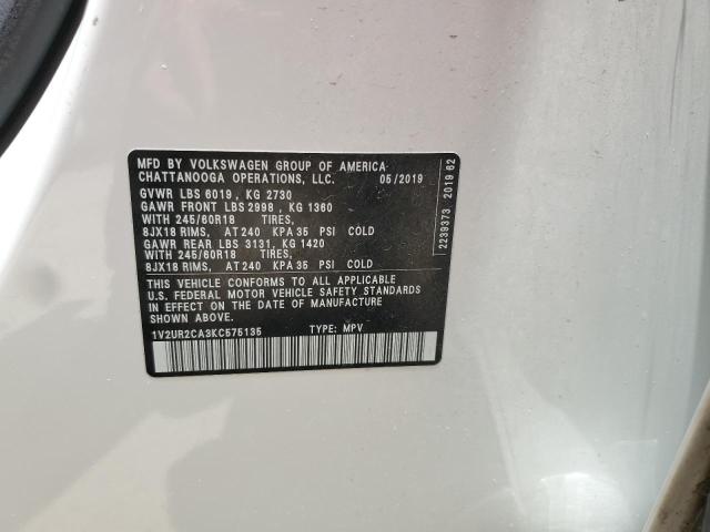 2019 VOLKSWAGEN ATLAS SE 1V2UR2CA3KC575135
