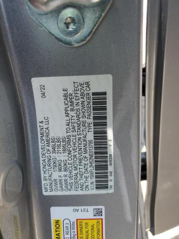 2022 HONDA CIVIC LX - 19XFL2H52NE013795