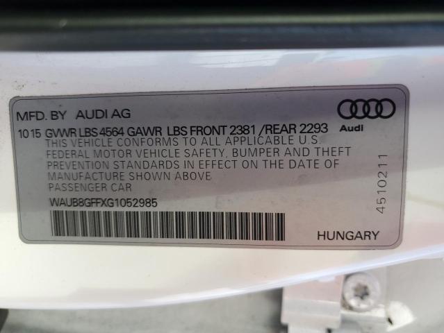 2016 AUDI A3 PREMIUM WAUB8GFFXG1052985