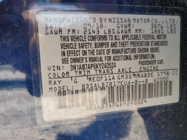 2019 NISSAN SENTRA S 3N1AB7AP6KY240524