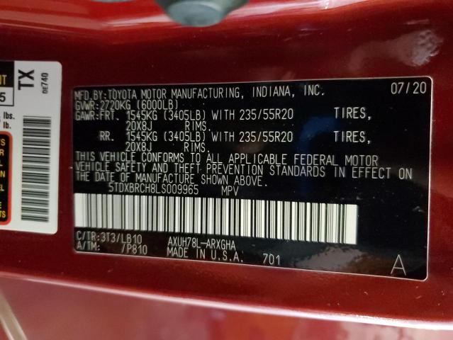 2020 TOYOTA HIGHLANDER - 5TDXBRCH8LS009965
