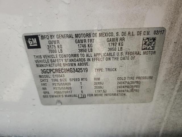 2017 CHEVROLET SILVERADO - 3GCPCREC0HG342519