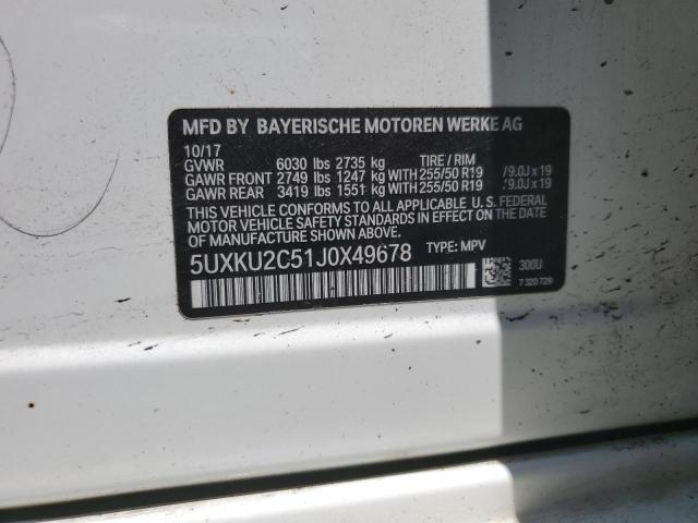 2018 BMW X6 XDRIVE3 5UXKU2C51J0X49678