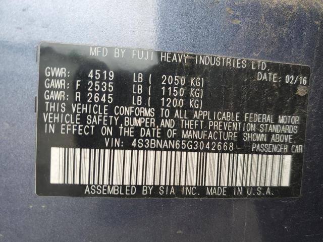 2016 SUBARU LEGACY 2.5 4S3BNAN65G3042668