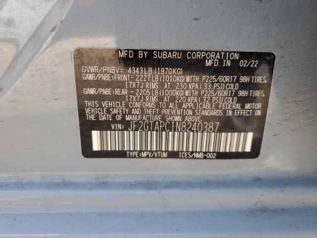 2022 SUBARU CROSSTREK - JF2GTAPC1N8240387