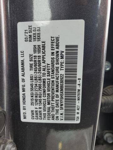 5FNYF5H5XMB030922 2021 HONDA PILOT