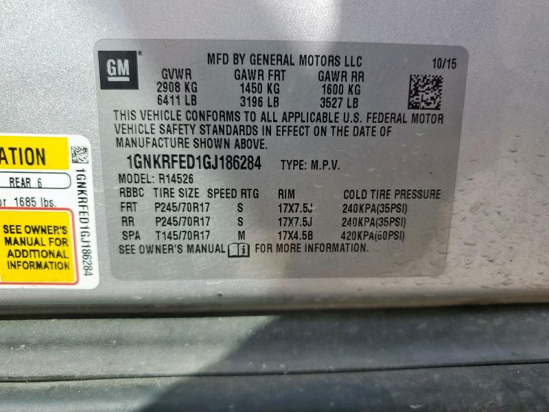 2016 CHEVROLET TRAVERSE L - 1GNKRFED1GJ186284
