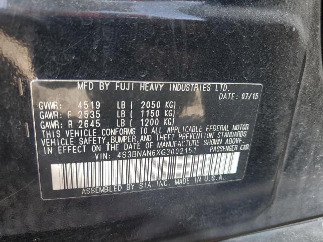 2016 SUBARU LEGACY 2.5 4S3BNAN6XG3002151