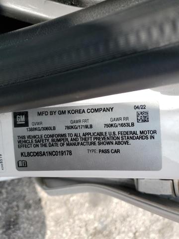 2022 CHEVROLET SPARK 1LT KL8CD6SA1NC019178